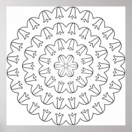 Geschweifter Tulpen-Ring-Mandala mit sanftem Blüte Poster
