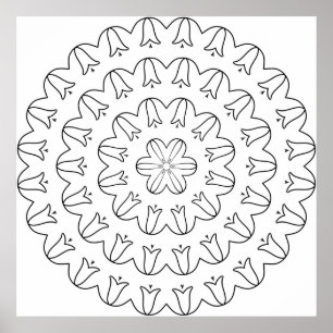Geschweifter Tulpen-Ring-Mandala mit sanftem Blüte Poster