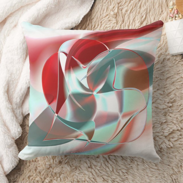 Geschweißte, kreisförmige Stücke in weichem rotem  Kissen (Decke)