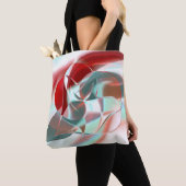 Geschweißte, kreisförmige Stücke in weichem rotem  Tasche (Von Nahem)