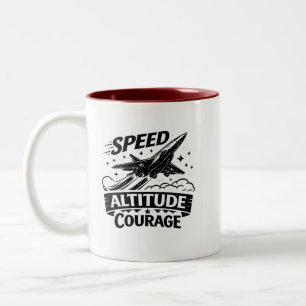 Geschwindigkeit Höhe Mut Luftfahrt Jet Design Zweifarbige Tasse