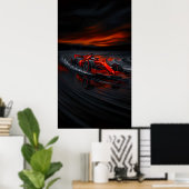 Geschwindigkeit: Roter Formel-Rennwagen Poster (Heimbüro)
