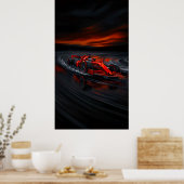 Geschwindigkeit: Roter Formel-Rennwagen Poster (Küche)