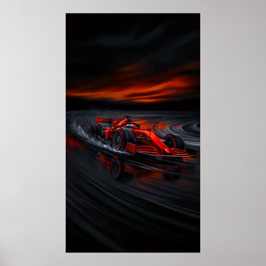 Geschwindigkeit: Roter Formel-Rennwagen Poster (Vorne)