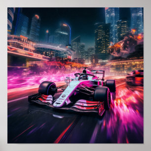 Geschwindigkeit und Aktion: Red F1 Car Racing Thro Poster