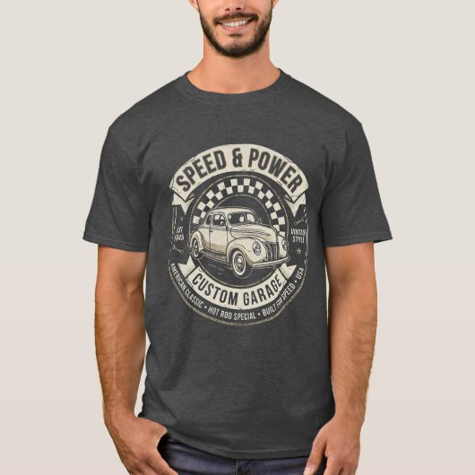 Geschwindigkeit und Leistung Automobil Oldtimer T-Shirt (Vorderseite)
