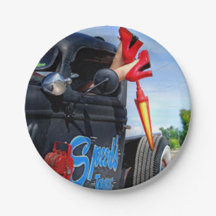 Geschwindigkeiten, die Ratten-Rod-LKW-Rockabilly Pappteller