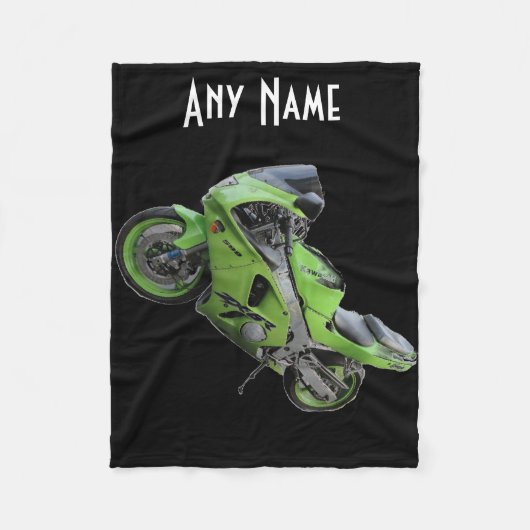 Geschwindigkeits-Motorrad-Decke Kawasakis grüne Fleecedecke (Vorderseite)