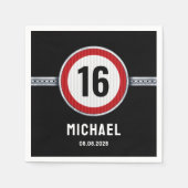 Geschwindigkeitsbegrenzung 16. Geburtstag  Serviette (Vorderseite)
