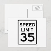 Geschwindigkeitsbegrenzung 35 MPH-Zeichen Postkarte (Vorne/Hinten)