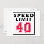 Geschwindigkeitsbegrenzung 40 Geburtstagsdesigns Postkarte (Vorne/Hinten)