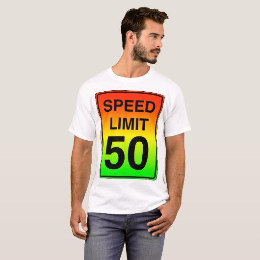 Geschwindigkeitsbegrenzung 50 Zeichen mit Stopligh T-Shirt (Vorne ganz)
