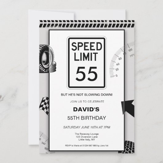 Geschwindigkeitsbegrenzung 55 Mann 55. Geburtstag Einladung (Vorderseite)
