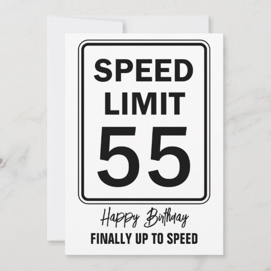Geschwindigkeitsbegrenzung 55 Zeichen Geburtstag e Einladung (Vorderseite)