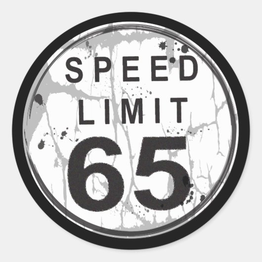 Geschwindigkeitsbegrenzung 65 grungy Aufkleber (Vorderseite)
