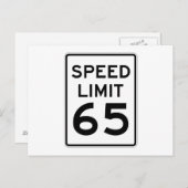 Geschwindigkeitsbegrenzung 65 MPH-Zeichen Postkarte (Vorne/Hinten)
