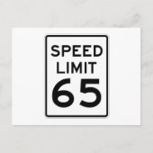 Geschwindigkeitsbegrenzung 65 MPH-Zeichen Postkarte (Vorderseite)