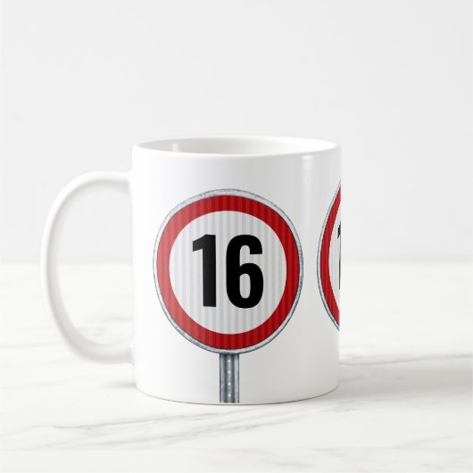 Geschwindigkeitsbegrenzung zum 16. Geburtstag Kaffeetasse (Links)