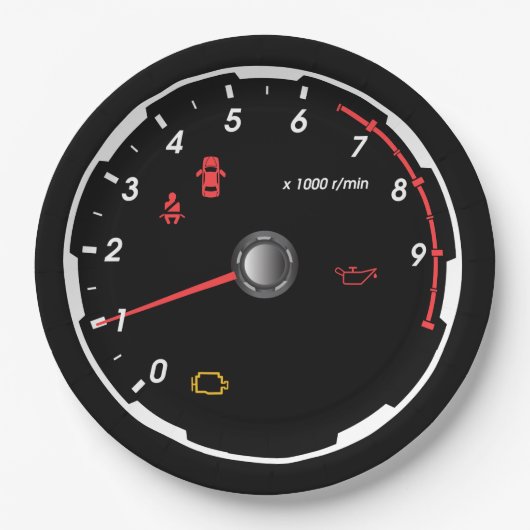 Geschwindigkeitsmesser - Tachometerübergang Pappteller (Vorderseite)