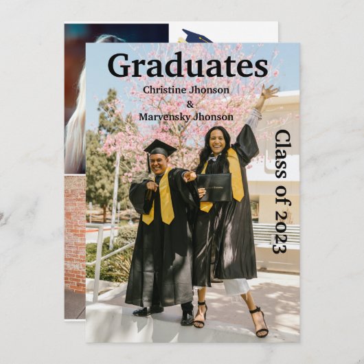 Geschwister Abschluss Zeremonie 3 Fotos Abschluss Ankündigung (Vorne/Hinten)