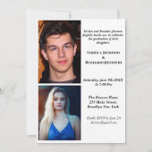 Geschwister aus modernem Foto Doppelter Abschluss Einladung (Rückseite)