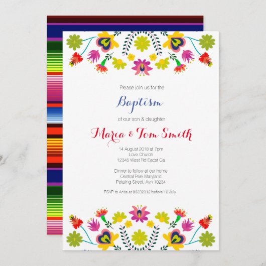 Geschwister Christening Taufen Einladung Boy Girl (Vorne/Hinten)