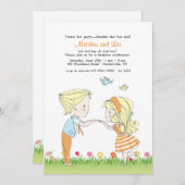 Geschwister im Garten Einladung (Vorne/Hinten)