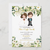 Geschwister Junge und Mädchen Weiße Blüte Erste Ko Einladung (Vorderseite)