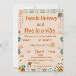 Geschwister Retro Birthday Einladung