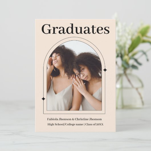 Geschwister Rose Gold 5 Foto Abschluss Ankündigung (Stehend Vorderseite)