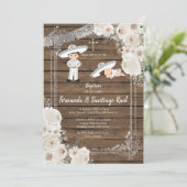 Geschwister Silberfiesta Boy Taufe Geburtstag Einladung (Stehend Vorderseite)