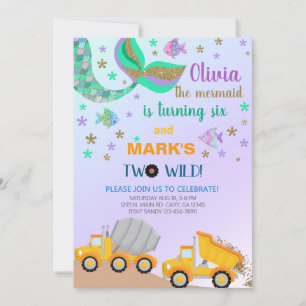 Geschwister und Müllwagen zum Geburtstag einladen. Einladung