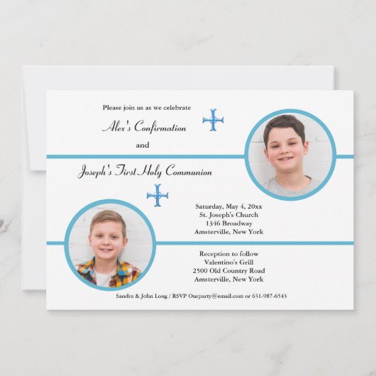 Geschwister Zwei Brüder Foto Religiöse Einladung (Vorderseite)