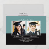 Geschwister Zwei-Foto-Abschluss-Ankündigung Einladung (Vorne/Hinten)