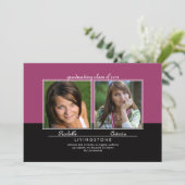 Geschwister Zwei-Foto-Abschluss-Ankündigung Einladung (Stehend Vorderseite)