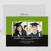 Geschwister Zwei-Foto-Abschluss-Ankündigung Einladung (Vorne/Hinten)