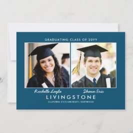 Geschwister Zwei-Foto-Abschluss-Ankündigung Einladung