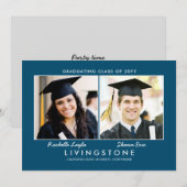 Geschwister Zwei-Foto-Abschluss-Ankündigung Einladung (Vorne/Hinten)