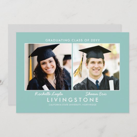 Geschwister Zwei-Foto-Abschluss-Ankündigung Einladung (Vorne/Hinten)