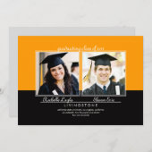 Geschwister Zwei-Foto-Abschluss-Ankündigung Einladung (Vorne/Hinten)