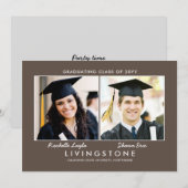 Geschwister Zwei-Foto-Abschluss-Ankündigung Einladung (Vorne/Hinten)