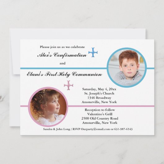 Geschwister Zwei Foto religiöse Einladung (Vorderseite)
