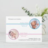 Geschwister Zwei Fotos Geburtserklärung Ankündigung (Stehend Vorderseite)