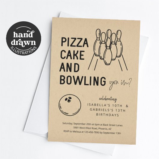 Geschwisterer Bowling Party Einladung