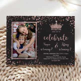 Geschwisterschwester PRINCESS Joint Glam Birthday Einladung
