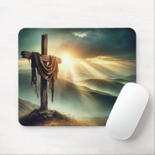 Geschworenes Tuch auf einem geruhten Kreuz Mousepad