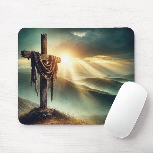 Geschworenes Tuch auf einem geruhten Kreuz Mousepad (Mit Mouse)