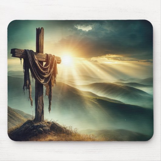 Geschworenes Tuch auf einem geruhten Kreuz Mousepad (Vorne)