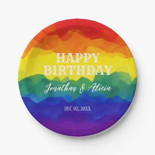 Geschwulstfarbener Regenbogen Pappteller (Vorderseite)