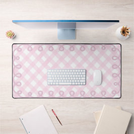Geschwungene Gingham-Pastellrosa-Wellenrand Schreibtischunterlage